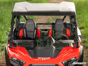 SuperATV vented windshield on a 2024+ Polaris RZR XP, installed close-up