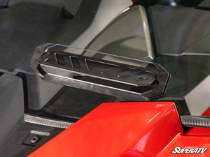SuperATV vented windshield on a 2024+ Polaris RZR XP, detail view