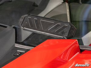 SuperATV vented windshield on a 2024+ Polaris RZR XP, mounted view