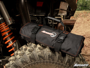 SuperATV branded roll-up tool pouch with socket pockets and carry handle
