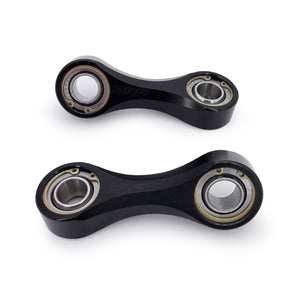 ZRP CNC-machined Can-Am X3 fixed front sway bar links with FK uniballs and stainless hardware, black anodized, USA made