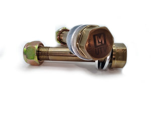 LM UTV Polaris RZR Pro R Toe Rod Bolt Kit detail showing the laser-etched logo