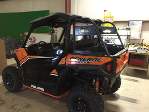 Trail Armor Polaris General 1000 rear cargo rack, side view