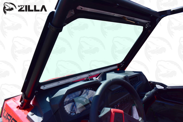 Black vented glass windshield with hand wiper for Polaris RZR XP 1000 & Turbo (2019–2023) by UTVZILLA