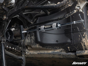 SuperATV axle puller tool bolted to a UTV CV joint cup