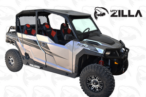 Vented glass windshield for Polaris General UTV by UTVZILLA with aluminum frame and tinted vents