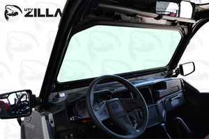 Vented glass windshield for Polaris General UTV by UTVZILLA with aluminum frame and tinted vents