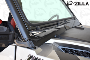 Vented glass windshield for Polaris General UTV by UTVZILLA with aluminum frame and tinted vents