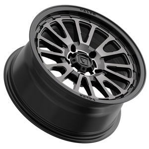 Valor Offroad V14 UTV Wheel in Dark Tint with satin black center cap and split-spoke design for rugged off-road performance.