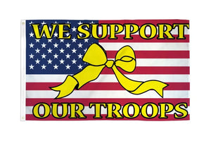 We Support Our Troops (USA Ribbon) Flag 3x5ft Poly Flag - Dunes 2 Dezert SXS