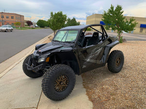 Arctic Cat Wildcat XX with the UTV Zilla vented glass windshield installed, full machine view