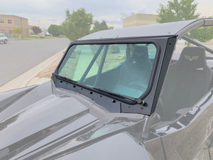 UTVZILLA vented glass windshield for Wildcat XX with two hand wipers, aluminum frame, DOT stamped glass, and billet mounting clamps