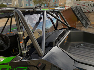 UTVZILLA tinted rear polycarbonate window for Wildcat XX with billet clamps, UV protection, and rattle-free CNC design fitment