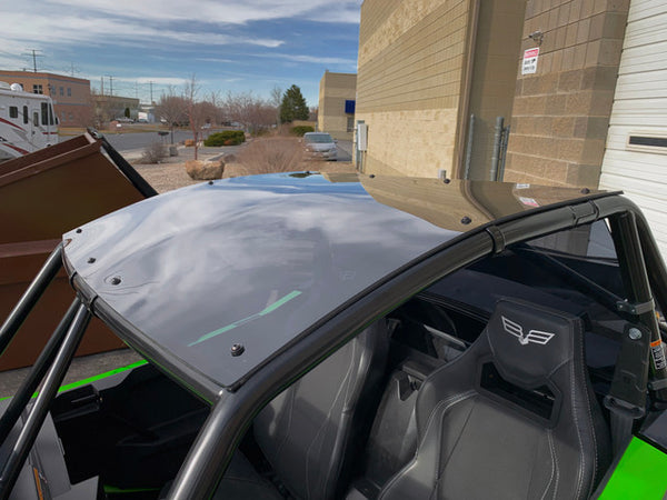 Durable tinted polycarbonate roof for Wildcat XX with 3/16" UV-stabilized Lexan, low-profile fit and rust-proof stainless hardware
