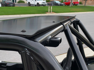 Black aluminum roof for Wildcat XX with CNC fit, rust-proof clamps, and powder-coated .090" aluminum for lasting off-road protection
