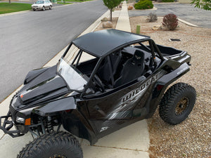 Black aluminum roof for Wildcat XX with CNC fit, rust-proof clamps, and powder-coated .090" aluminum for lasting off-road protection