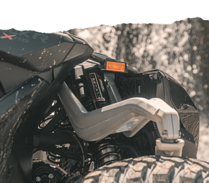 ZBROZ Stage 1 Spring Kit installed on 2024 Can-Am Maverick R with Smart Shox, showing ride height recovery and coil spring upgrade.