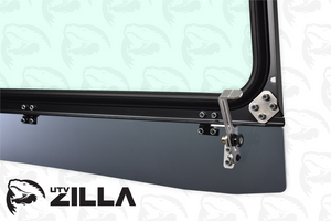 Vented glass windshield for Polaris General UTV by UTVZILLA with aluminum frame and tinted vents
