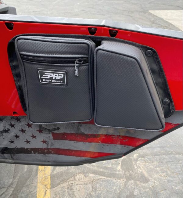 PRP door bags on Moto Armor door