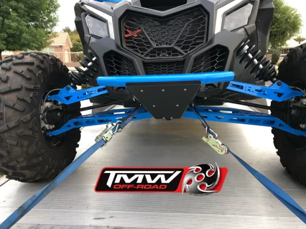 Front view of blue and black CanAm bumper