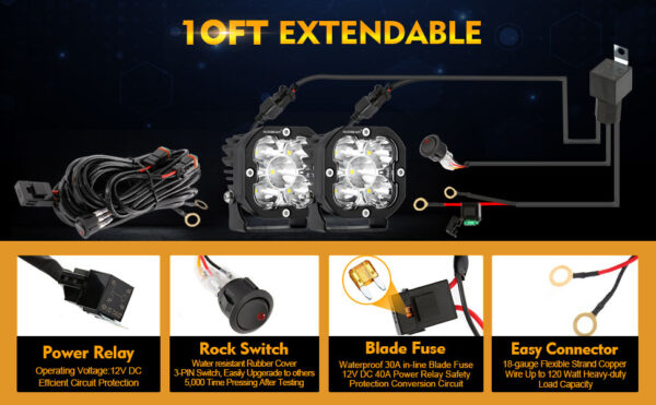 AuxBeam 3" LED Pod Lights wiring