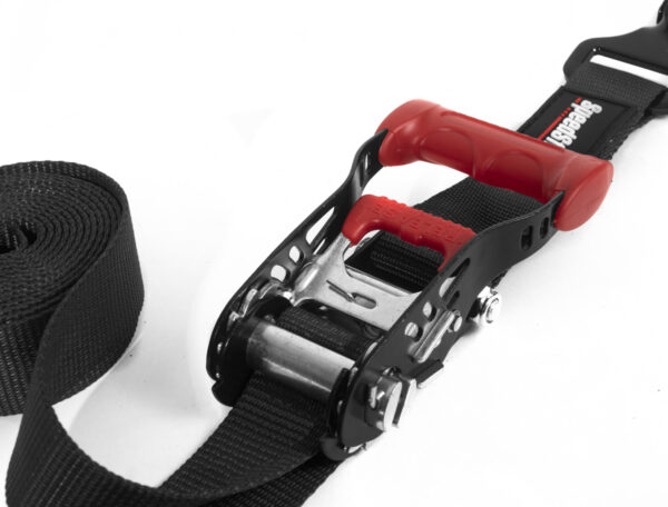 SpeedStrap Ratchet Tie Downs in black - handle closeup