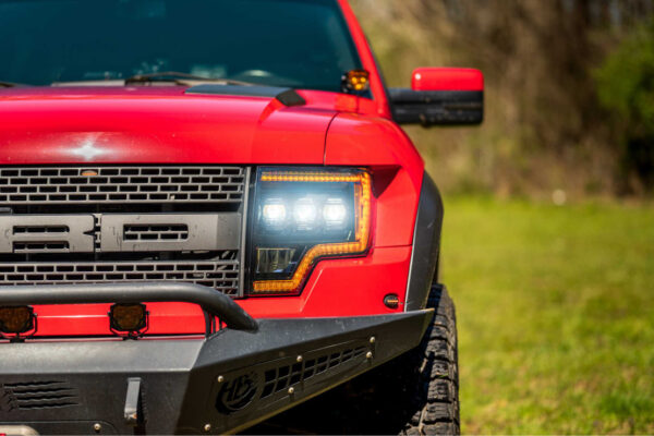 MoriMoto XB LED Headlights installed Raptor up close