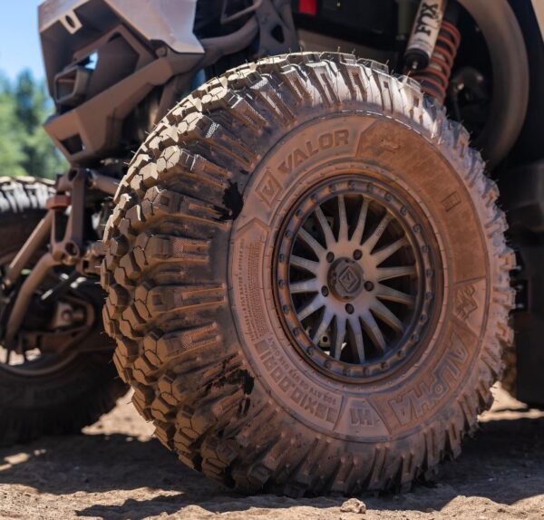 Tires mounted and up close