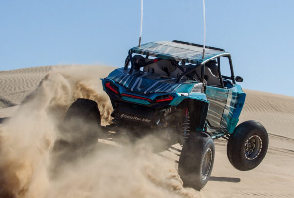 Rear view in sand dunes