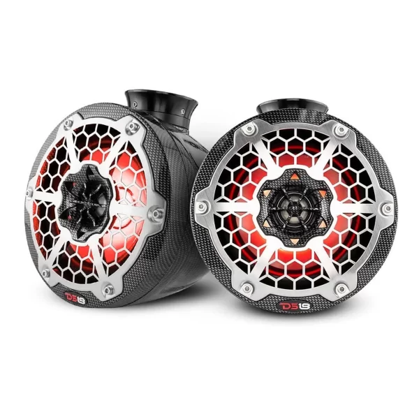 DS18 NXL-PS6 6.5" Pod 300w Speaker with Integrated RGB LED Lights (Pair) carbon fiber