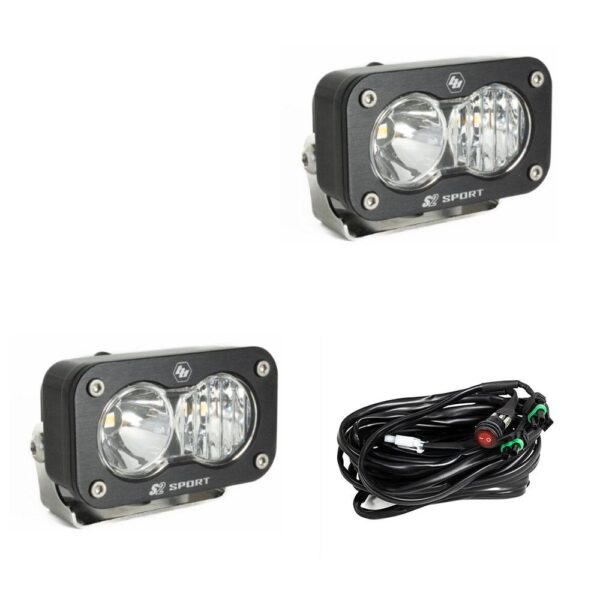 S2 Sport Black LED Auxiliary Light Pod Pair - Clear Driving/Combo