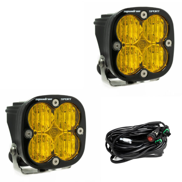 Squadron Sport Black LED Auxiliary Light Pod Pair - Amber Wide Cornering