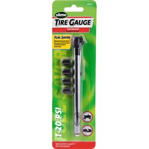 Low Pressure Pencil Tire Gauge with Valve Caps (1-20 psi)